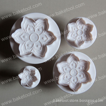 Plastic Petal Shape Cookie Cutter Plunger Mold Set